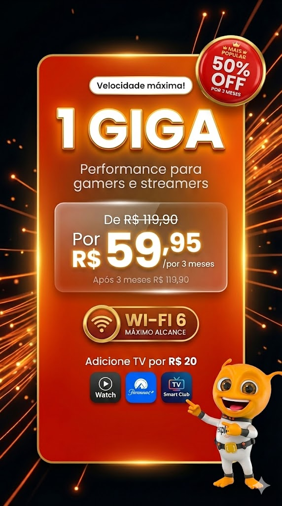 Plano 1 GIGA - R$ 59,95 por mês